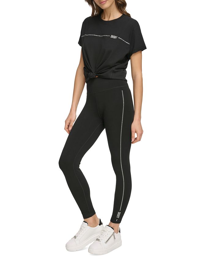 DKNY RHINESTONE MEDALLION LOGO LEGGING T
