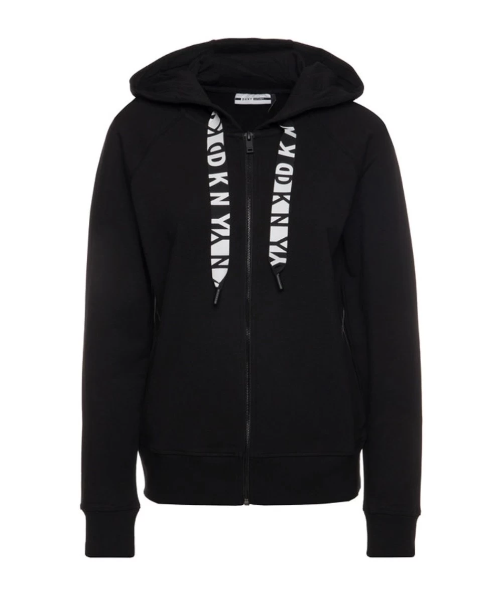 DKNY TWO TONE LOGO DRAWCORD ZIP HOODIE - Image 4