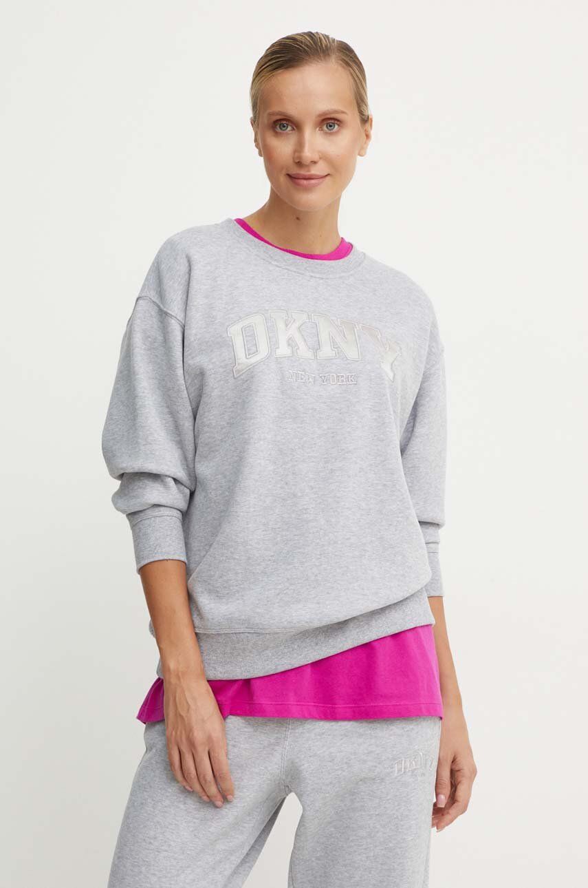 DKNY VARSITY SATIN APPLIQUE LOGO LONG LI