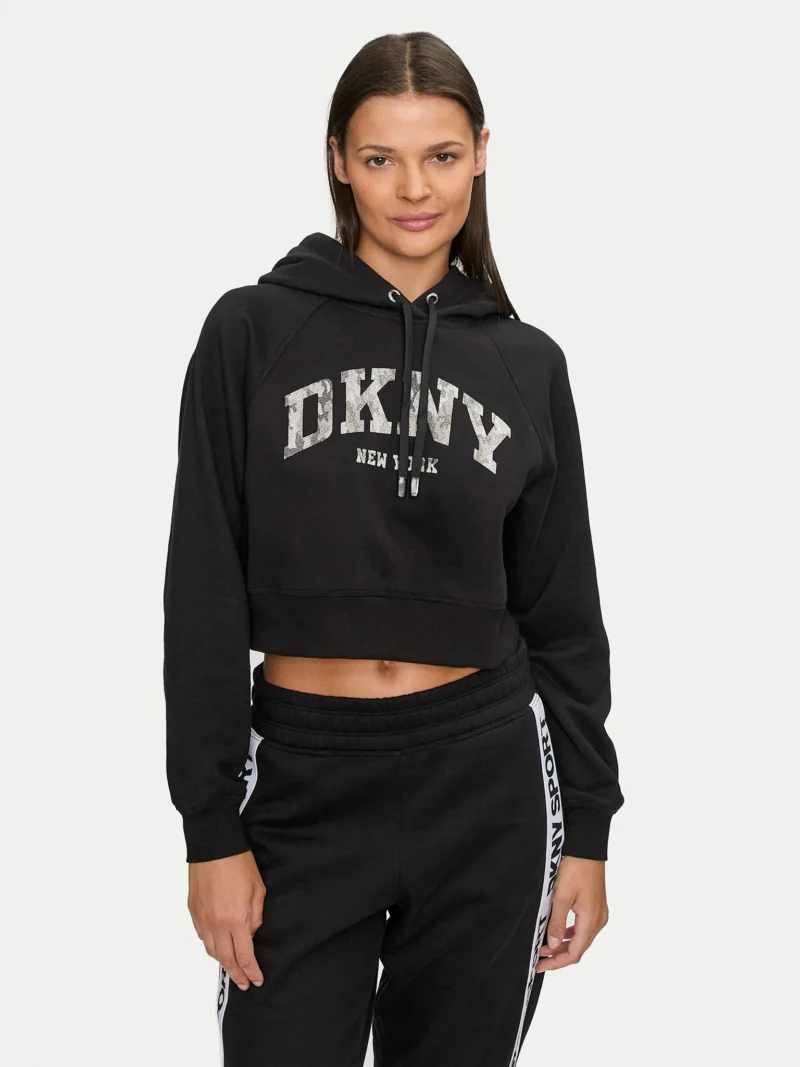 DKNY CAMO SPARKLE VARSITY CROPPED HOODIE